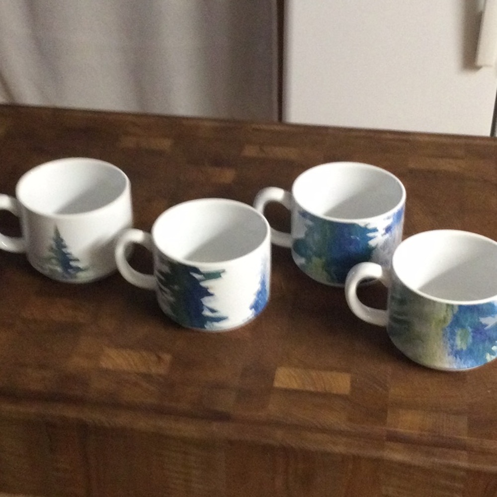 Stackable Tree Design Mugs - Blue and Green - Picture 4 of 7